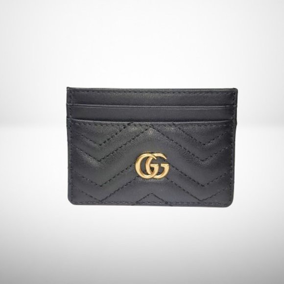 GUCCI NEW GG MARMONT BLACK QUILTED CARD HOLDER - Picture 4 of 6